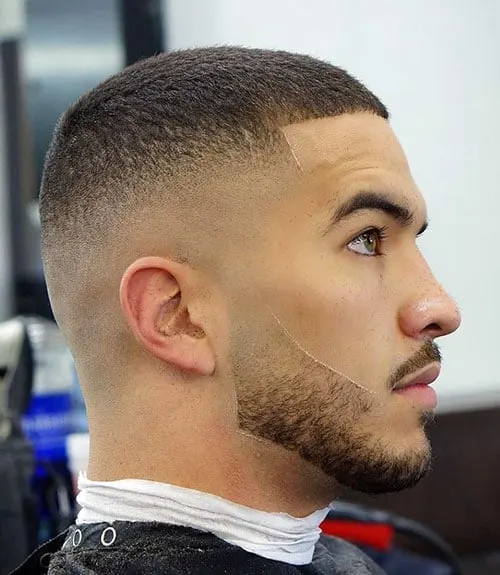 Thick Buzz Cut with High Fade