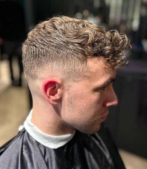 Curly Fringe with Low Fade