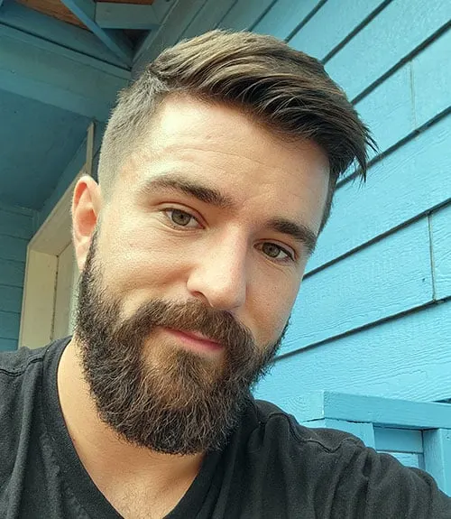 Short Side Swept Hair with Long Beard