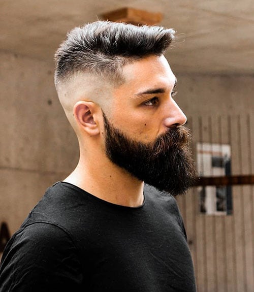 High Skin Fade with Short Top and Long Beard