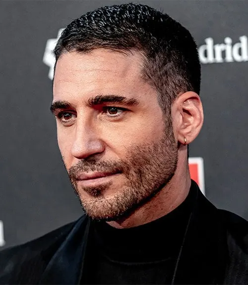 Crew Cut with Tapered Sides and Heavy Stubble