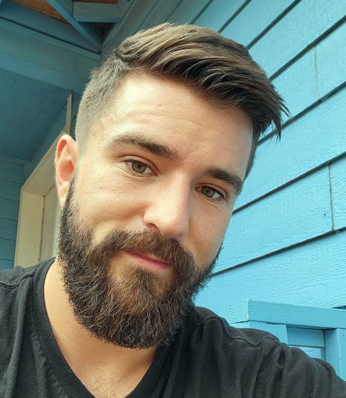 Short Side Swept Hair with Long Beard