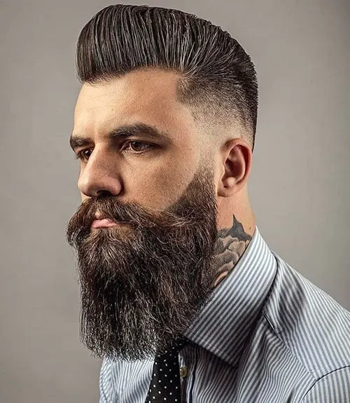 Pompadour Fade with Long Beard