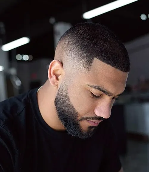 Sharp Buzz Cut Fade with Line Up and Beard