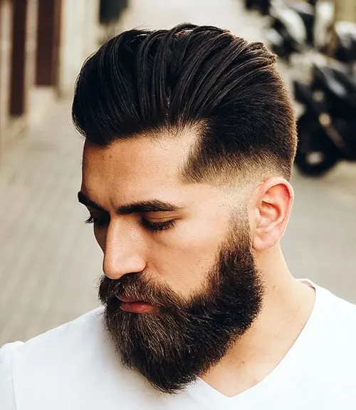 Voluminous Brush Back with Full Beard