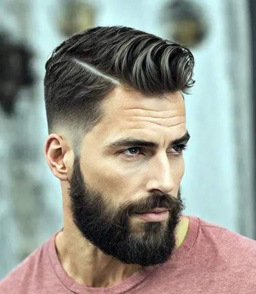 Hard Side Part Fade with Beard