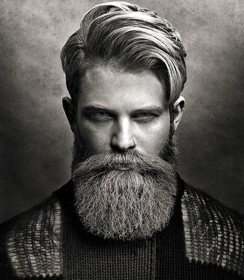 Side Swept Style with Full Beard