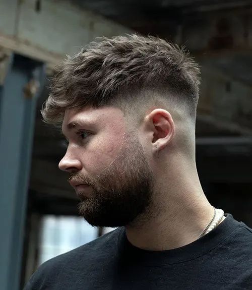 Brushed Forward Short Hair with Skin Fade and Perfect Beard