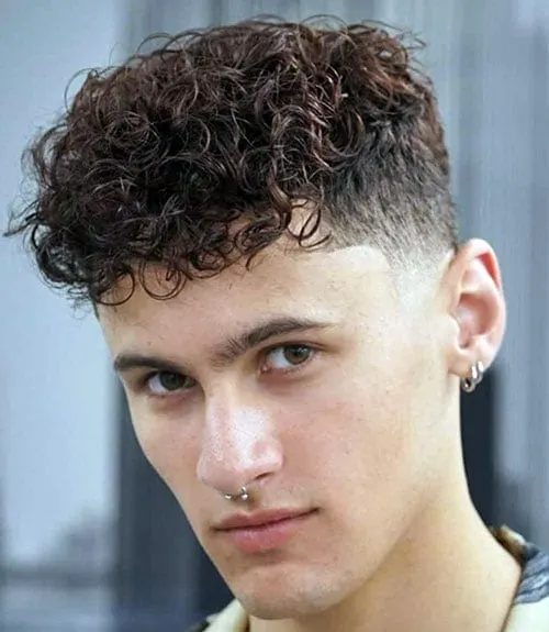 Thick Curly Fringe with Tapered Sides