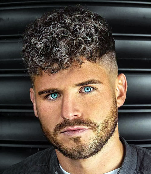 Brushed Forward Curls with Undercut Fade