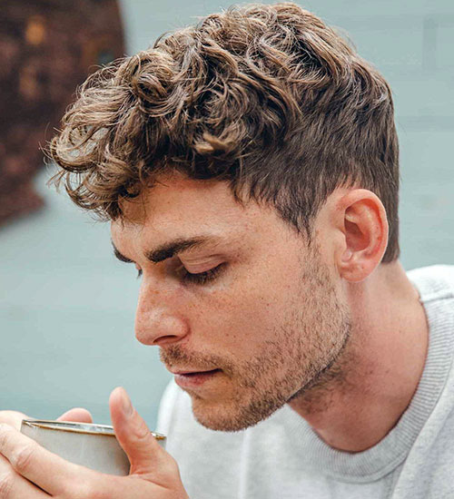 Casual Short Curls with Tapered Sides