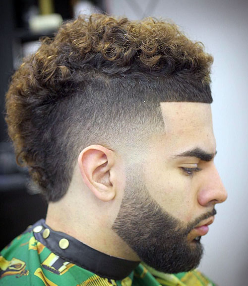 Curly Mohawk with Burst Taper Fade