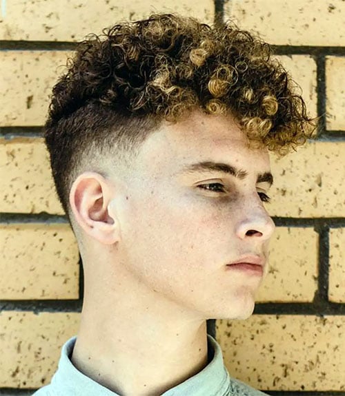 Charming Curly Fringe with Low Fade