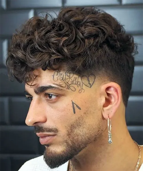 Fluffy Curls with Tapered Sides