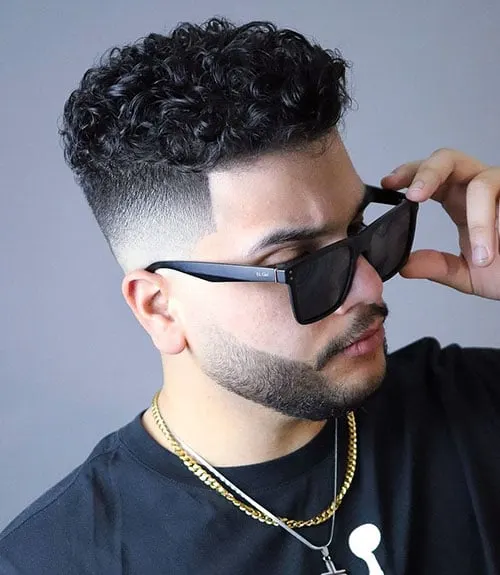 Thick Curly Top with Undercut Fade