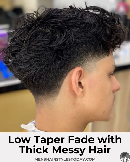 Low Taper Fade with Thick Messy Hair