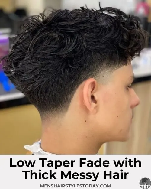 Low Taper Fade with Thick Messy Hair