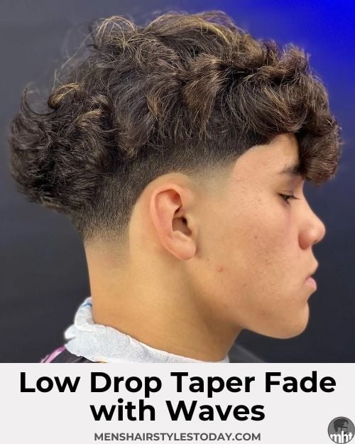 Sharp Low Drop Taper Fade with Waves