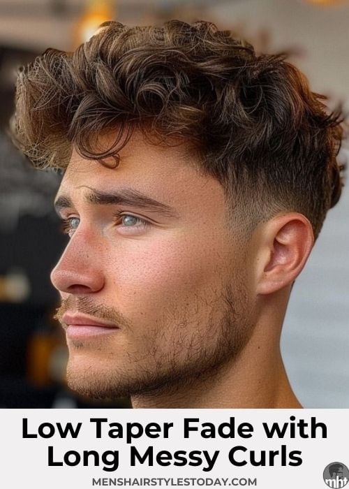 Low Taper Fade with Long Messy Curls