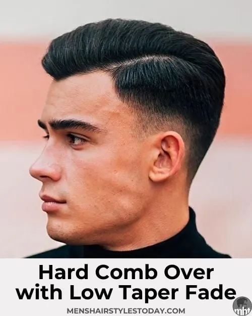 Hard Comb Over with Low Taper Fade