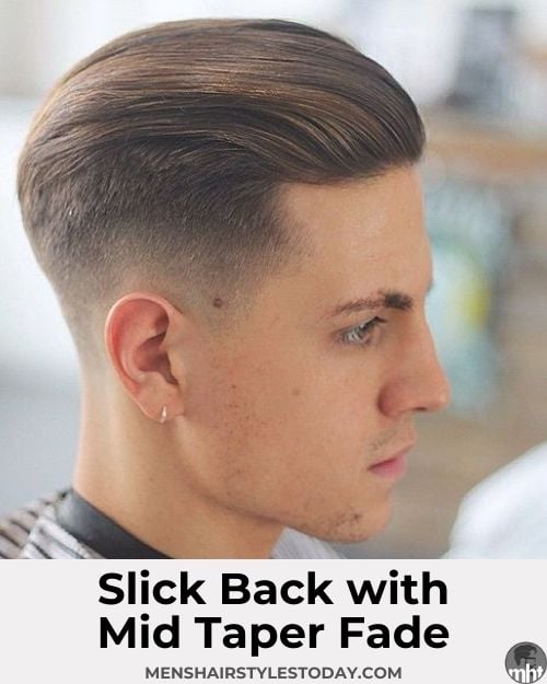 Slick Back with Mid Taper Fade