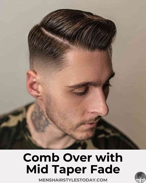 Comb Over with Mid Taper Fade