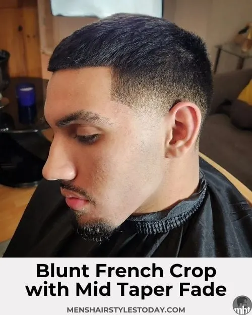 Blunt French Crop with Mid Taper Fade