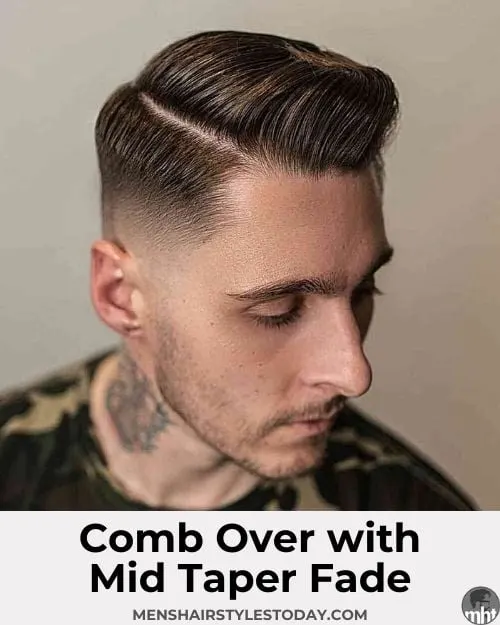Comb Over with Mid Taper Fade