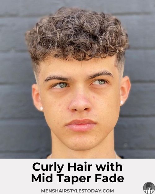 Short Curly Hair with Mid Taper