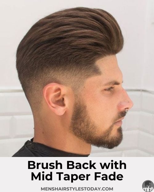 Brush Back with Mid Taper Fade