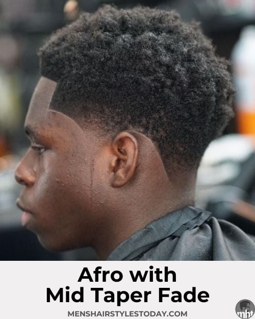 Afro with Mid Taper Fade